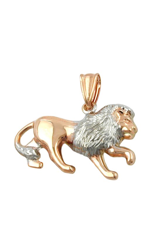 PENDANT LION BI-COLOURED 9K RED GOLD