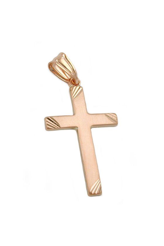PENDANT CROSS MATTE FINISH 9K RED GOLD