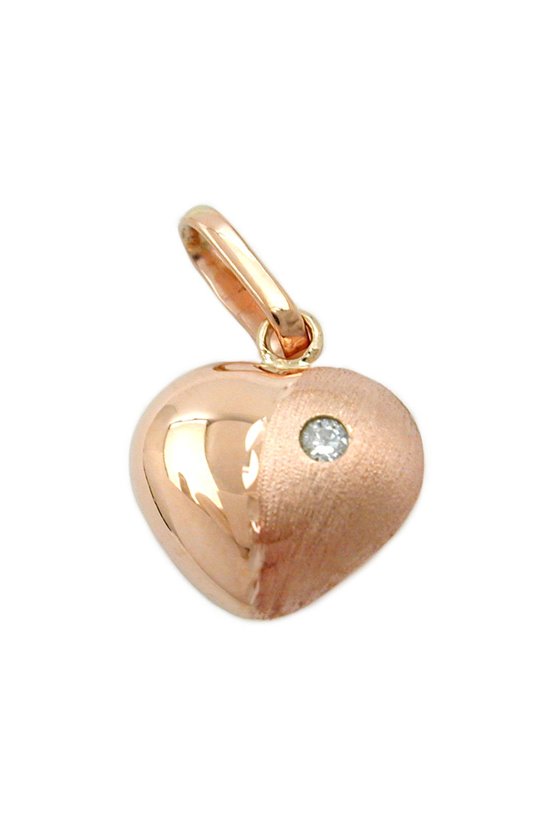PENDANT HEART CUBIC ZIRCONIA 9K RED GOLD