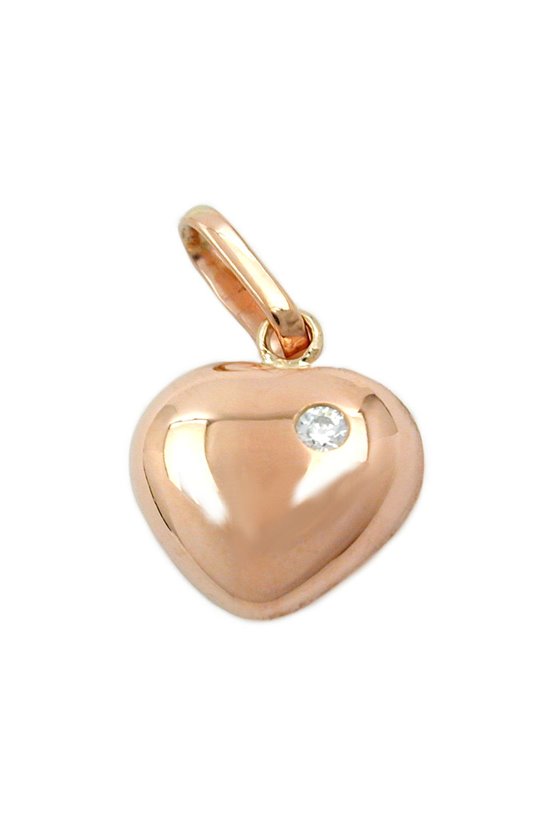 PENDANT HEART CUBIC ZIRCONIA 9K RED GOLD