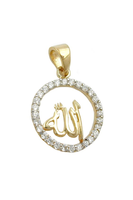 PENDANT ALLAH SYMBOL OF ISLAM ZIRCONIA 9K GOLD