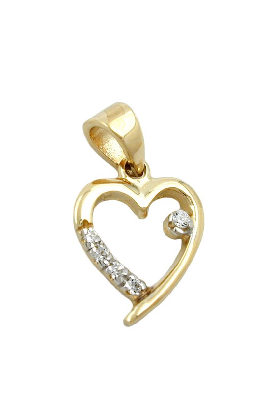 PENDANT HEART WITH 5 CUBIC ZIRCONIA CRYSTALS 9K GOLD