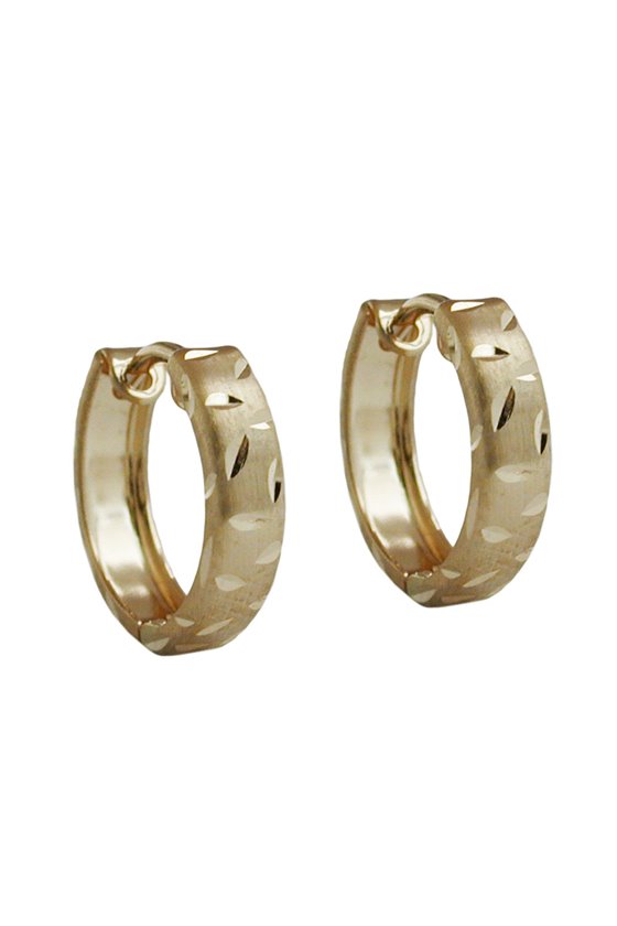 HOOP EARRINGS MATTE-FINISH DIAMOND CUT 9K GOLD