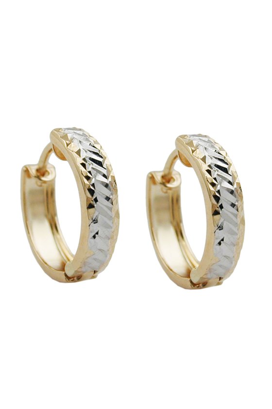 HOOP EARRINGS BICOLOUR TWO TONE 9K GOLD