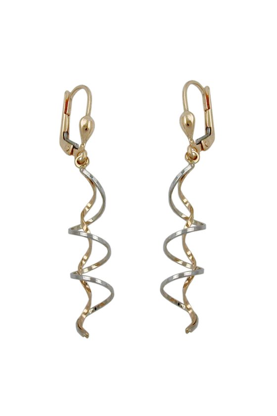 LEVERBACK EARRINGS BICOLOUR SPIRALS 9K GOLD