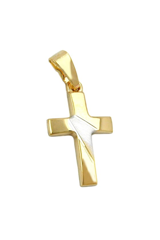 PENDANT 23MM CROSS BICOLOUR 9K GOLD