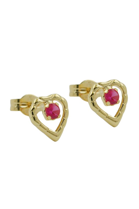 STUD EARRINGS HEART WITH ZIRCONIA 8K GOLD