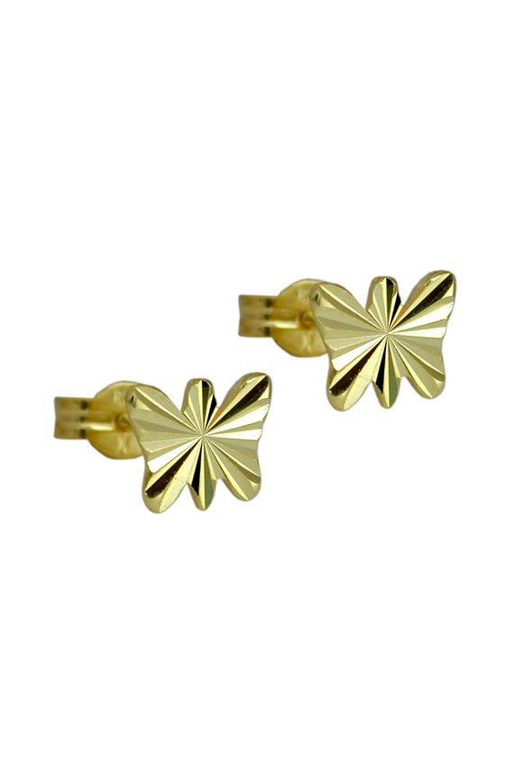 EARRINGS BUTTERFLY DIAMOND CUT 8K GOLD