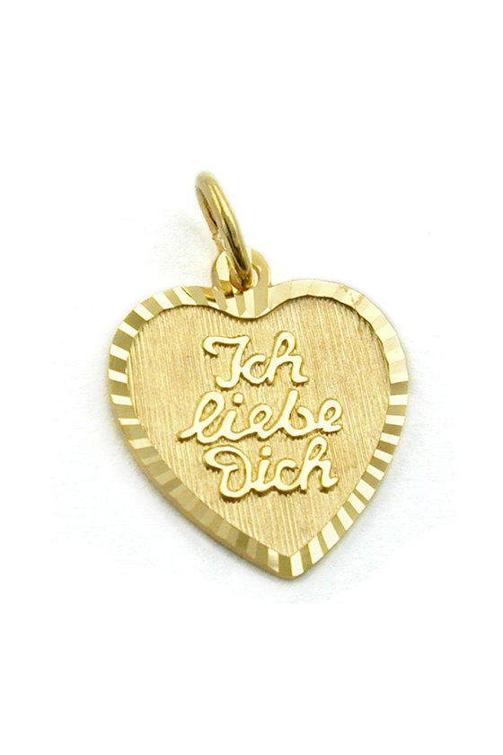 PENDANT HEART 'ICH LIEBE DICH' 9K GOLD