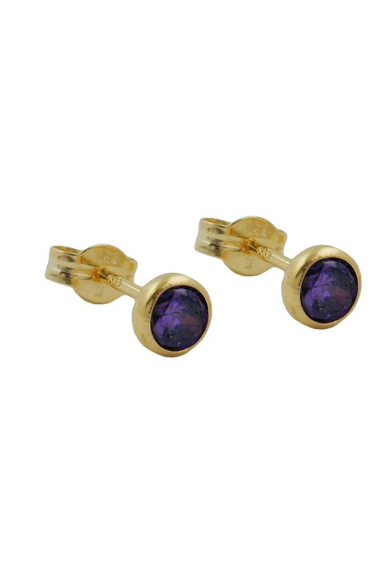 STUD EARRINGS ZIRCONIA AMETHYST 8K GOLD