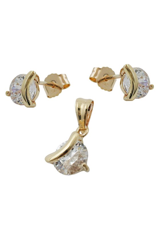 SET EAR STUDS/ PENDANT ZIRCONIA 9K GOLD