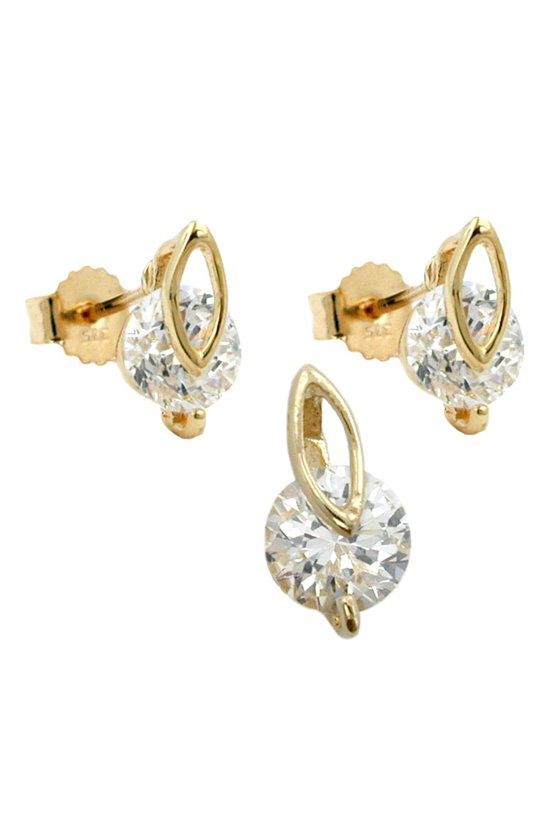 SET EAR STUDS/ PENDANT ZIRCONIA 9K GOLD