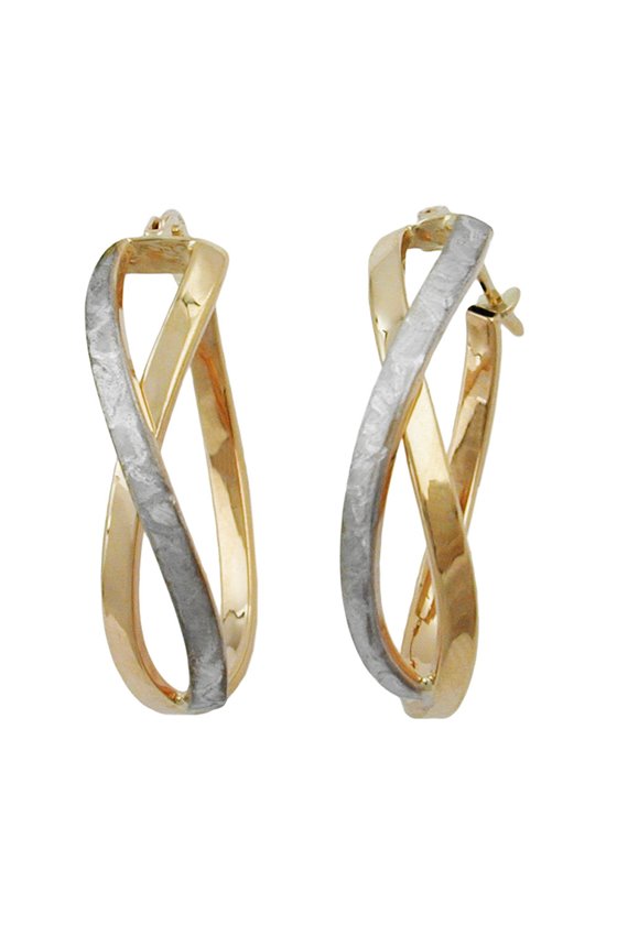 HOOP EARRINGS CROSSED 9K GOLD