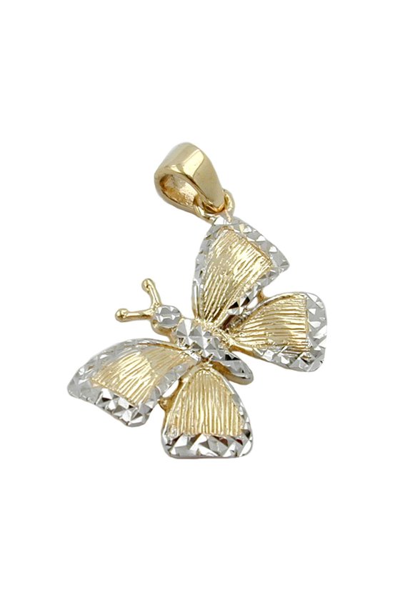 PENDANT BUTTERFLY BI-COLOURED 9K GOLD