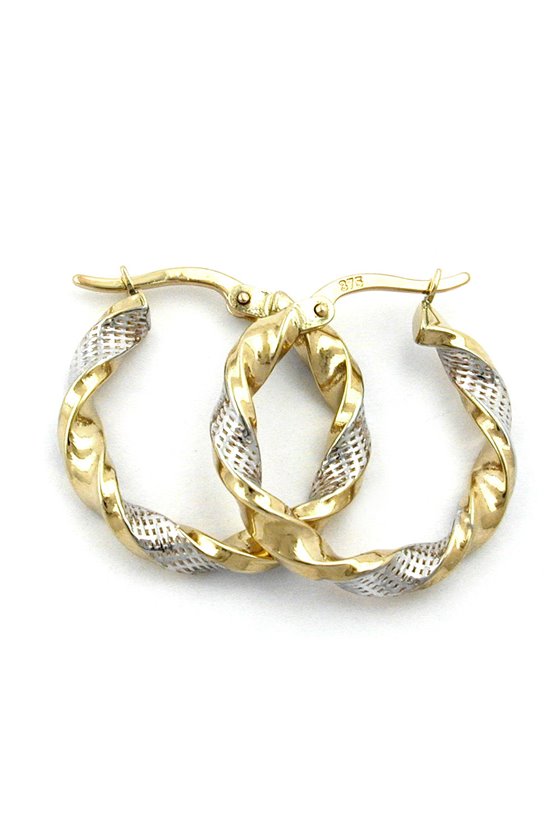 EARRING HOOP TWISTED 9K GOLD