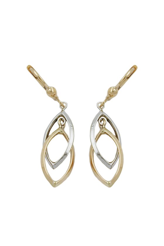 LEVERBACK EARRINGS BI-COLOURED 9K GOLD