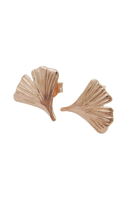 STUD EARRINGS GINKGO LEAF 9K RED GOLD