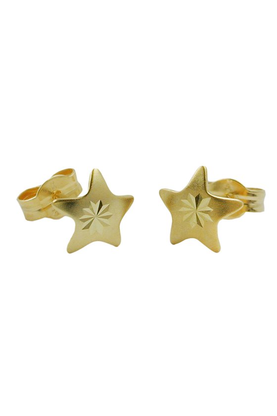 STUD EARRINGS STAR DIAMOND CUT 8K GOLD