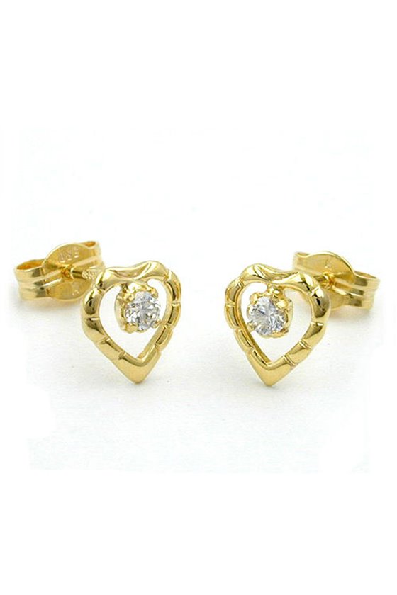 STUD EARRINGS HEART WITH ZIRCONIA 8K GOLD
