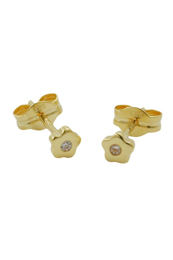 STUD EARRINGS FLOWER ZIRCONIA 8K GOLD
