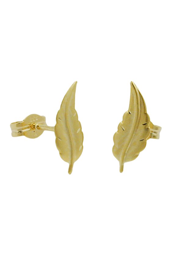 STUD EARRINGS MATTE FINISHED LEAF 8K GOLD