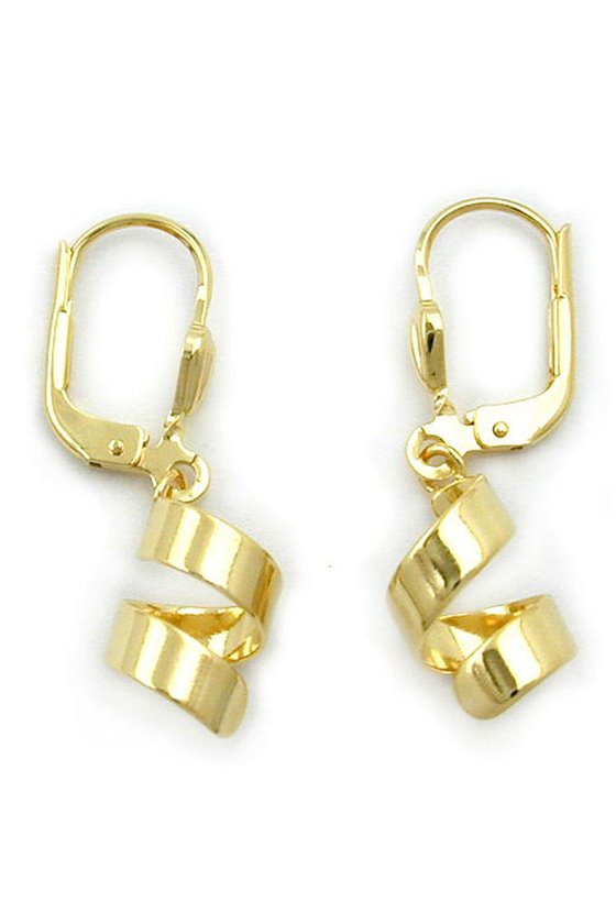 LEVERBACK EARRINGS SHORT SPIRAL 8K GOLD