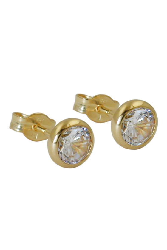 STUD EARRINGS WHITE ZIRCONIA 8K GOLD