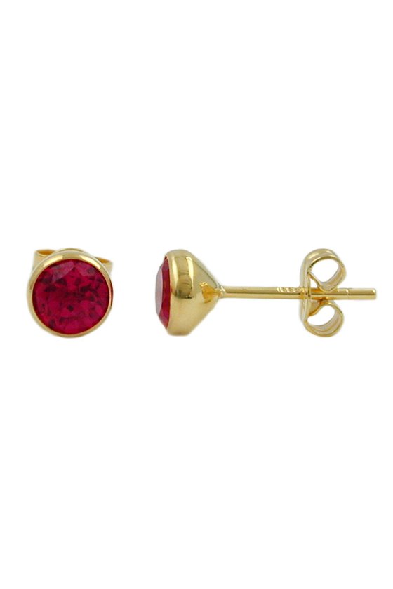 STUD EARRINGS RUBY RED 6MM 8K GOLD