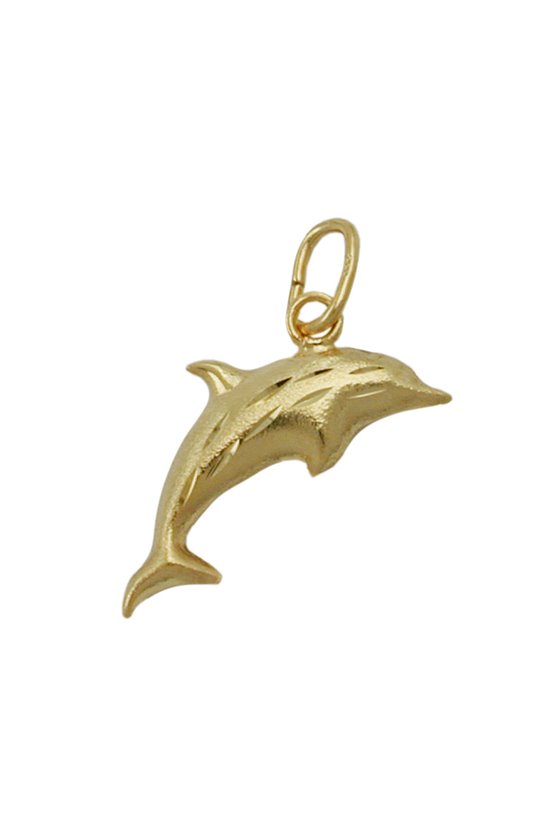 PENDANT DOPHIN WITH DIAMOND CUT 8K GOLD