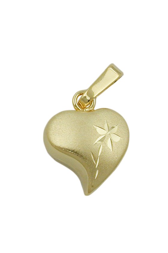 PENDANT HEART WITH FLOWER 8K GOLD