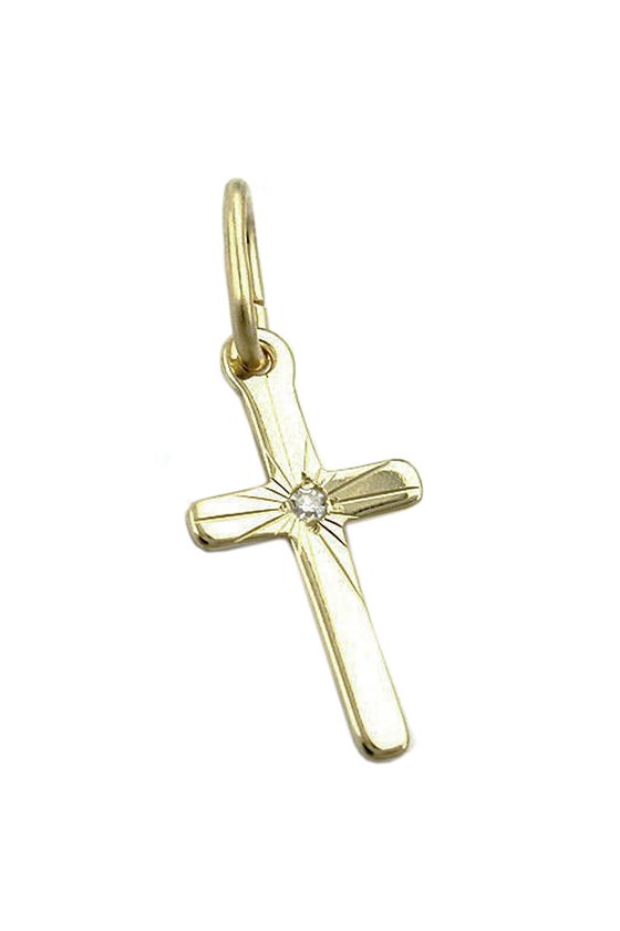 PENDANT CROSS DIAMOND CUT 8K GOLD