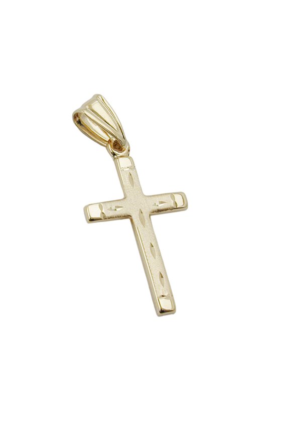PENDANT CROSS DIAMOND CUT 9K GOLD