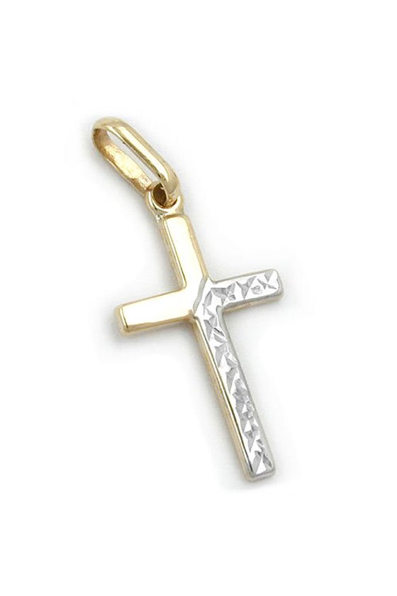 PENDANT CROSS BI-COLOURED 9K GOLD