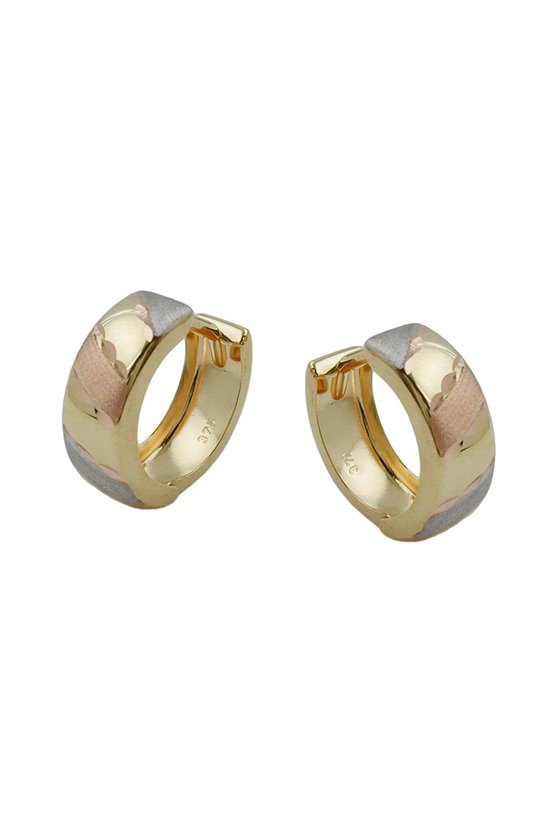 HOOP EARRINGS DIAMOND CUT TRI-COLOUR 9K GOLD