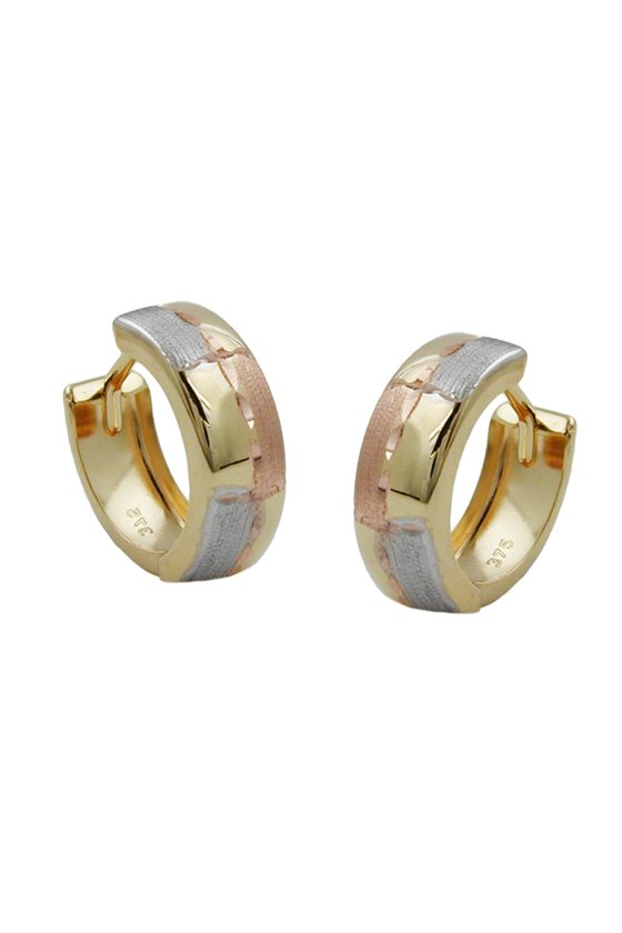 HOOP EARRINGS DIAMOND CUT TRI-COLOUR 9K GOLD