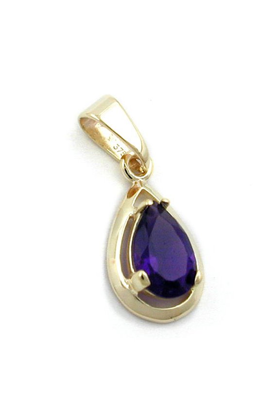 PENDANT DROP SHAPE PURPLE 9K GOLD