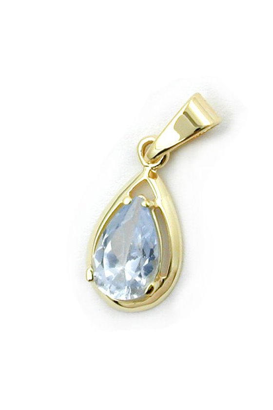 PENDANT DROP SHAPE LIGHT BLUE 9K GOLD