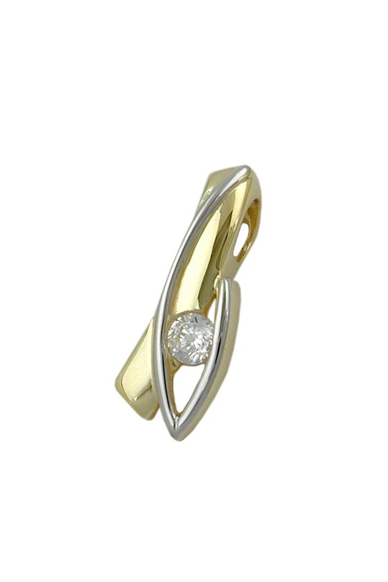 PENDANT WITH ZIRCONIA BI-COLOURED 9K GOLD