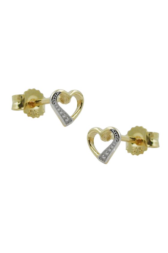 HEART EAR STUDS BI-COLOUR 9K GOLD