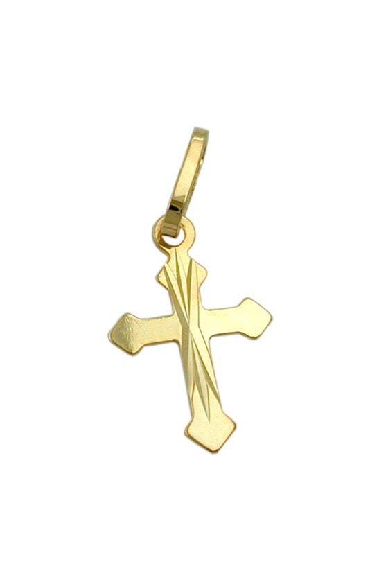 PENDANT CROSS WITH DIAMOND CUT 9K GOLD