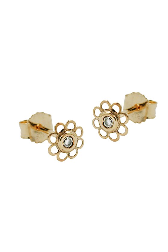 STUD EARRINGS FLOWER WITH ZIRCONIA 9K GOLD