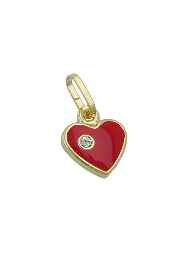 PENDANT HEART RED LACQUERED 9K GOLD