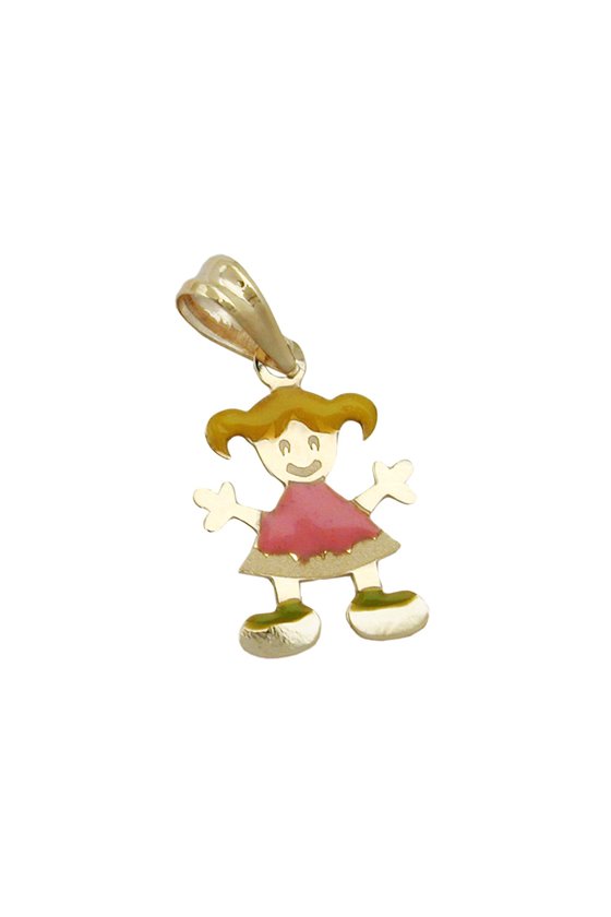 PENDANT LITTLE GIRL MULTICOLOURED 9K GOLD