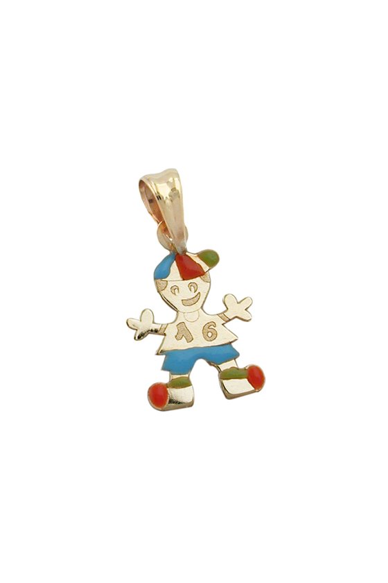 PENDANT LITTLE BOY MULTICOLOURED 9K GOLD