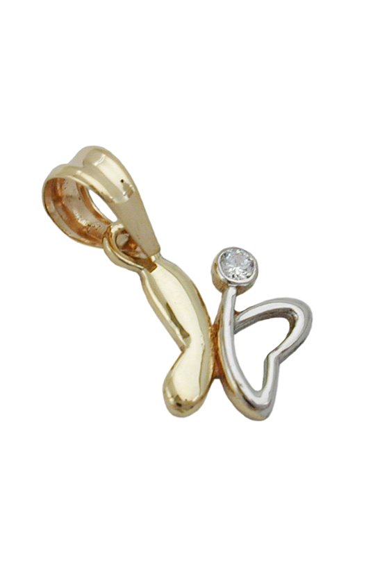 PENDANT BI-COLOURED ZIRCONIA 9K GOLD