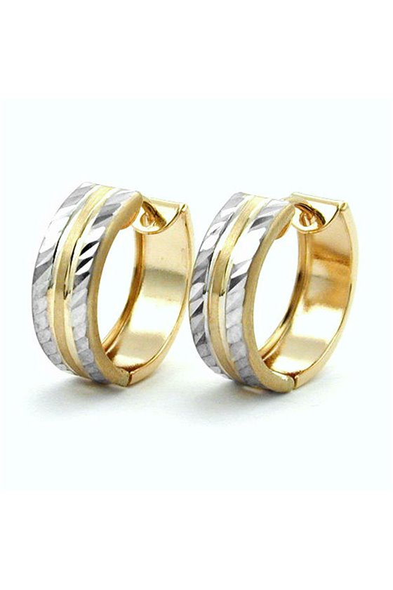 EARRINGS HOOP TWO TONE 9K GOLD