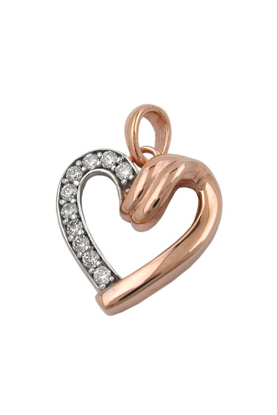 PENDANT HEART WITH ZIRCONIAS 9K REDGOLD