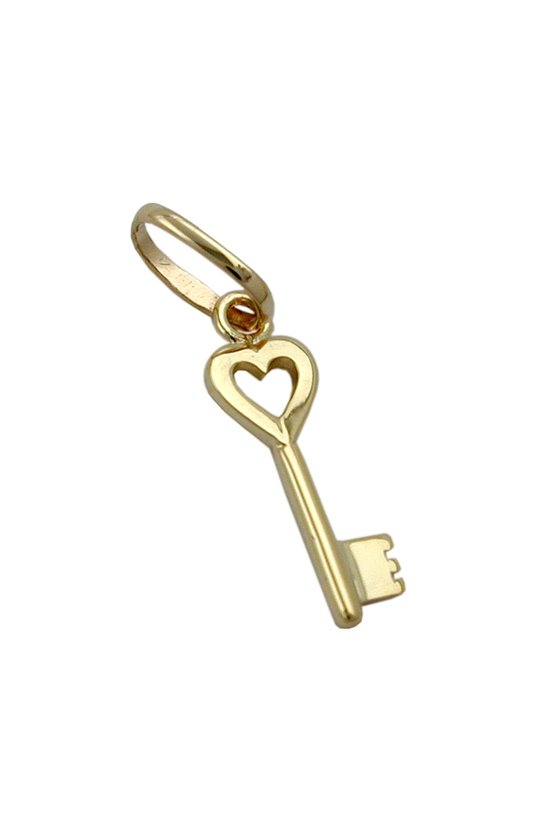 PENDANT HEART AND KEY 9K GOLD