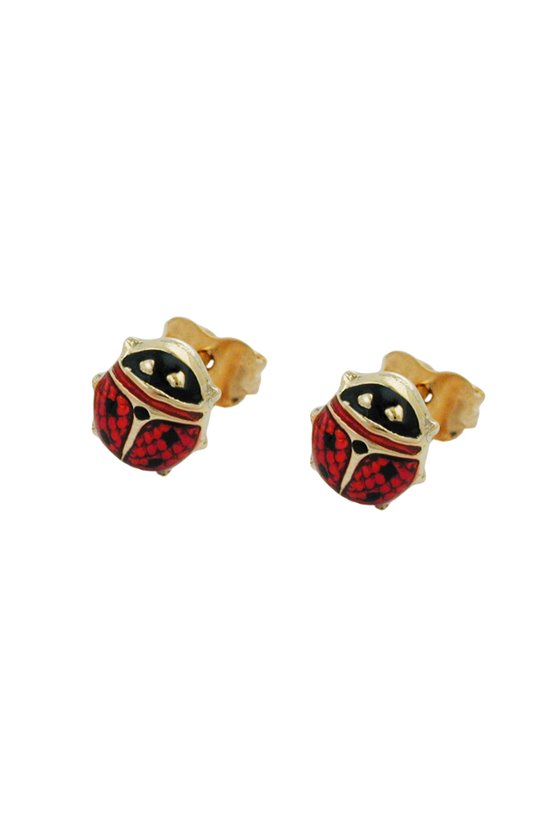 EARRINGS LADYBIRD RED-BLACK 9K GOLD