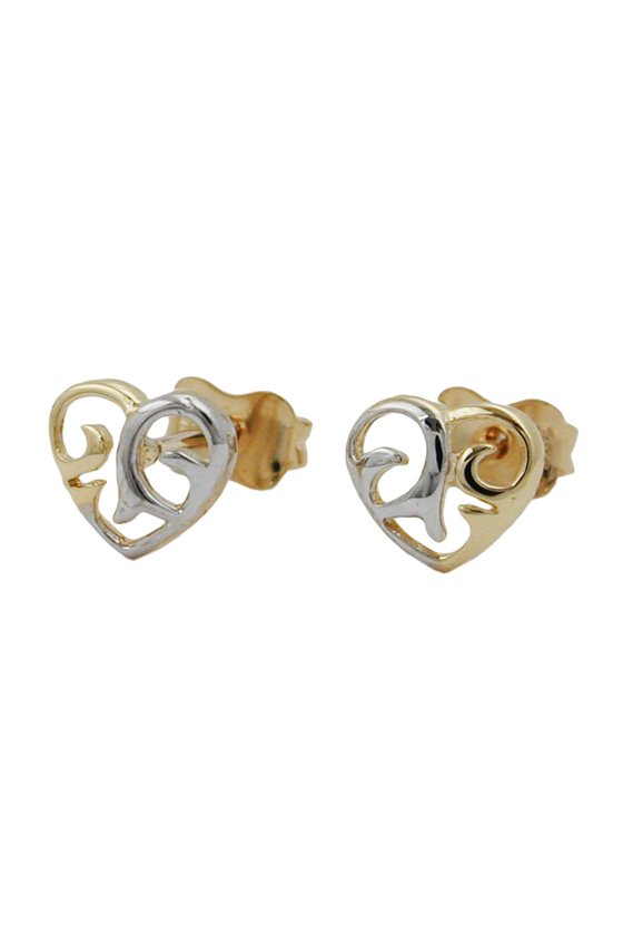 EARSTUDS HEART TWO TONE 9K GOLD